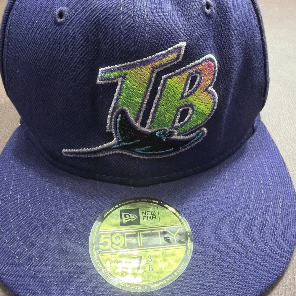 Vintage 90s Tampa Bay Devil Rays Hat Size 7-3/8 New Era Fitted 1998 Purple